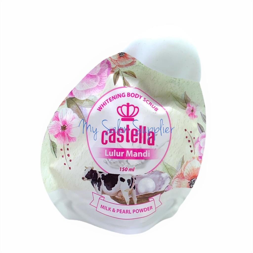 Castella Whitening Body Scrub Lulur Mandi Milk &amp; Pearl Powder 150ml