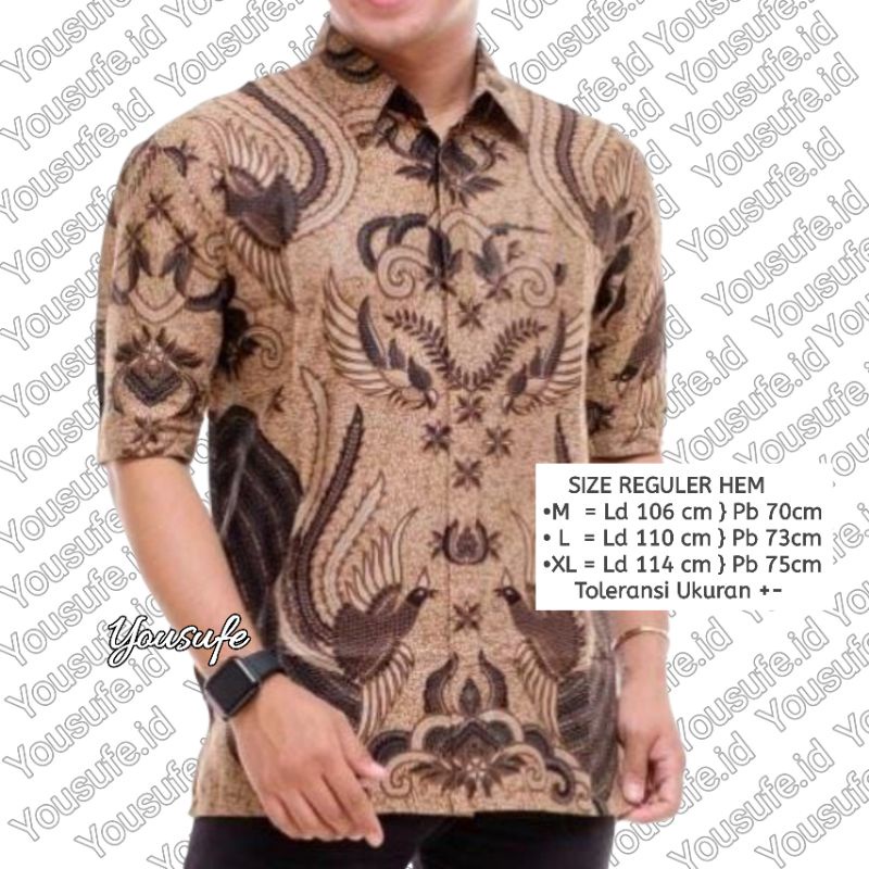 Batik Pria Lengan Pendek Modern Bahan Katun Murah Seragam Pernikahan SK012 COD Pilihan Motif Banyak Size Besar Warna Coklat