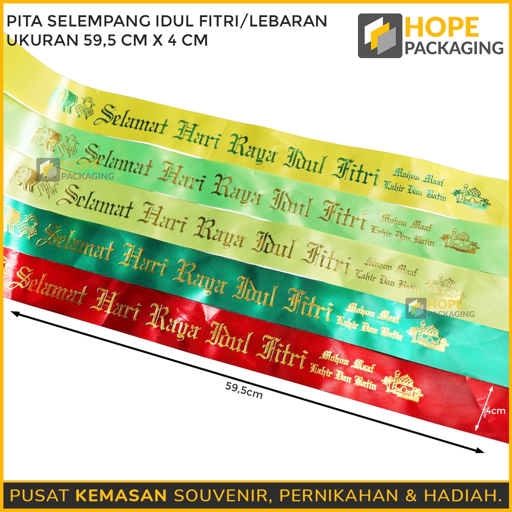 

[10 pcs] Pita Selempang Parcel Lebaran Uk 59.5 cm x 4cm / Pita Idul Fitri Pita Toples Parcel Lebaran