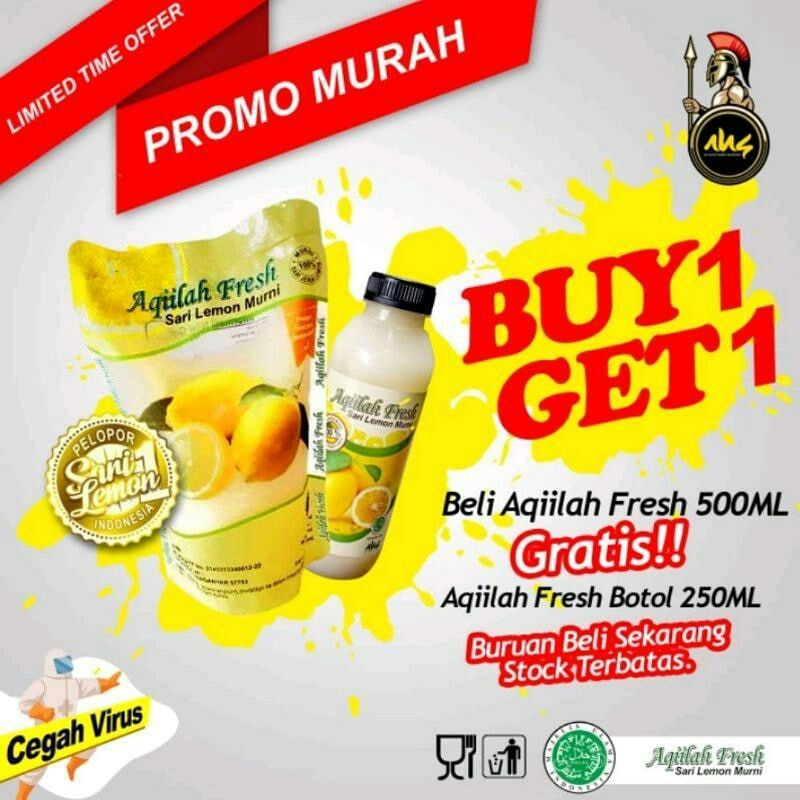 

BUY 1 FREE 1..!!!! AQIILAH FRESH 500 ML SARI LEMON MURNI