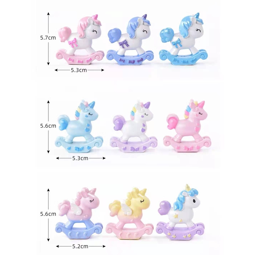 Cake Topper Figure Hiasan Kue Karakter Type Mini Unicorn Horse /Pcs