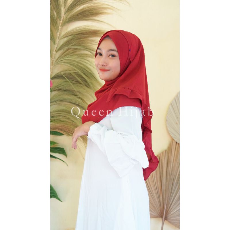 Jilbab Khimar Pinguin Jersey - Bergo Instan Simpel - Kerudung Hijab Pet Antem berlebel by dinar galery