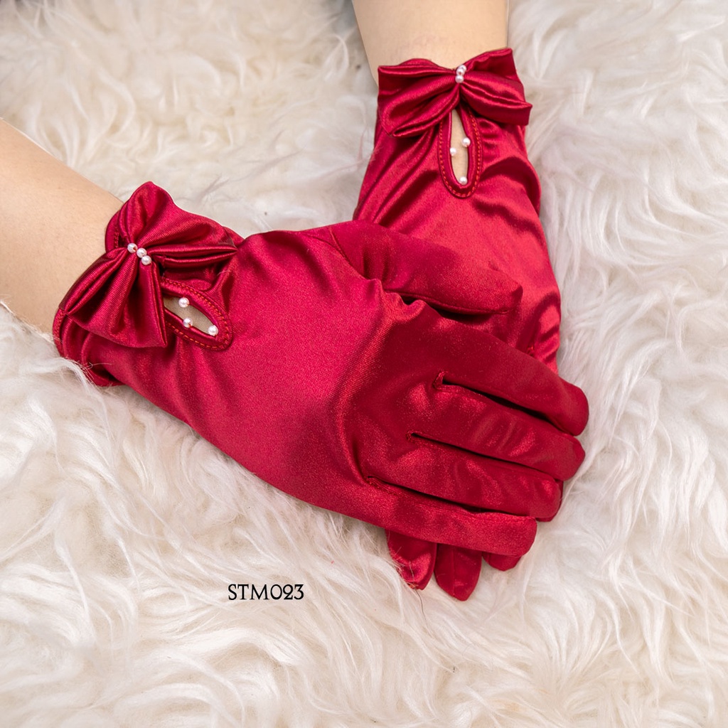 [PRODUCT NEW] SARUNG TANGAN WEDDING GLOVES PESTA SILK PENGANTIN MERAH STM023