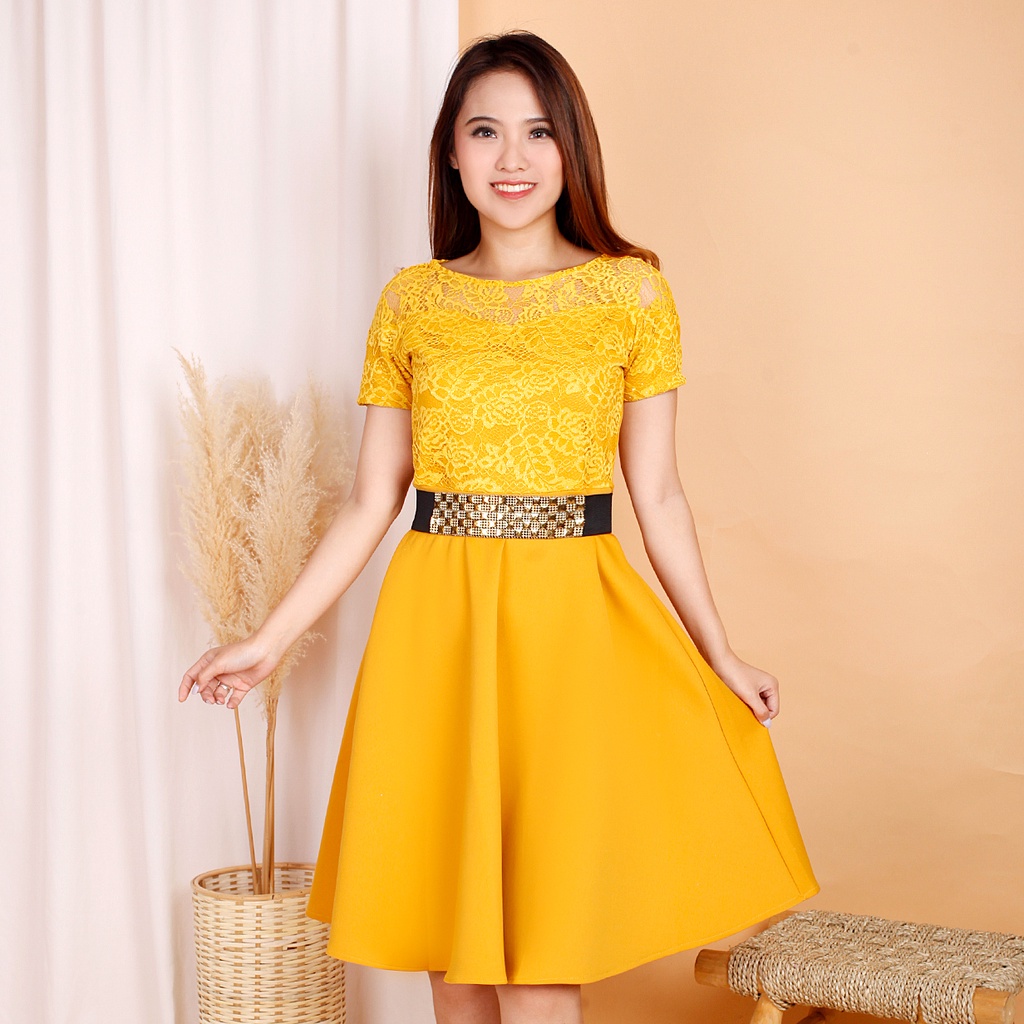 Kathryn collection 110 # Dres Rok mekar scuba import premium kombinasi brukat gliter free belt