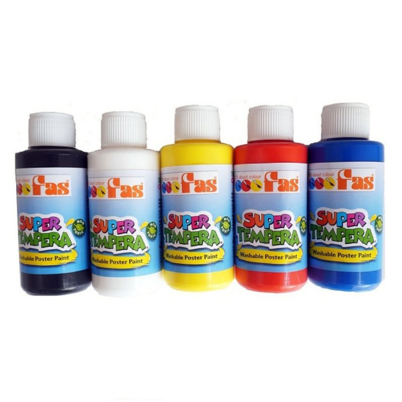 

Fas Super Tempera 30 ml Set 5 pcs Washable Finger Paint Cat Air Anak Non Toxic Made New Zealand