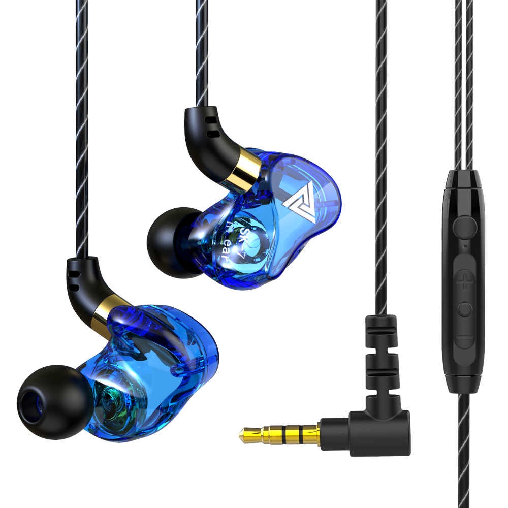 QKZ SK7 Dual Driver Earphones Stereo Bass Headset HIFI HD Monitor