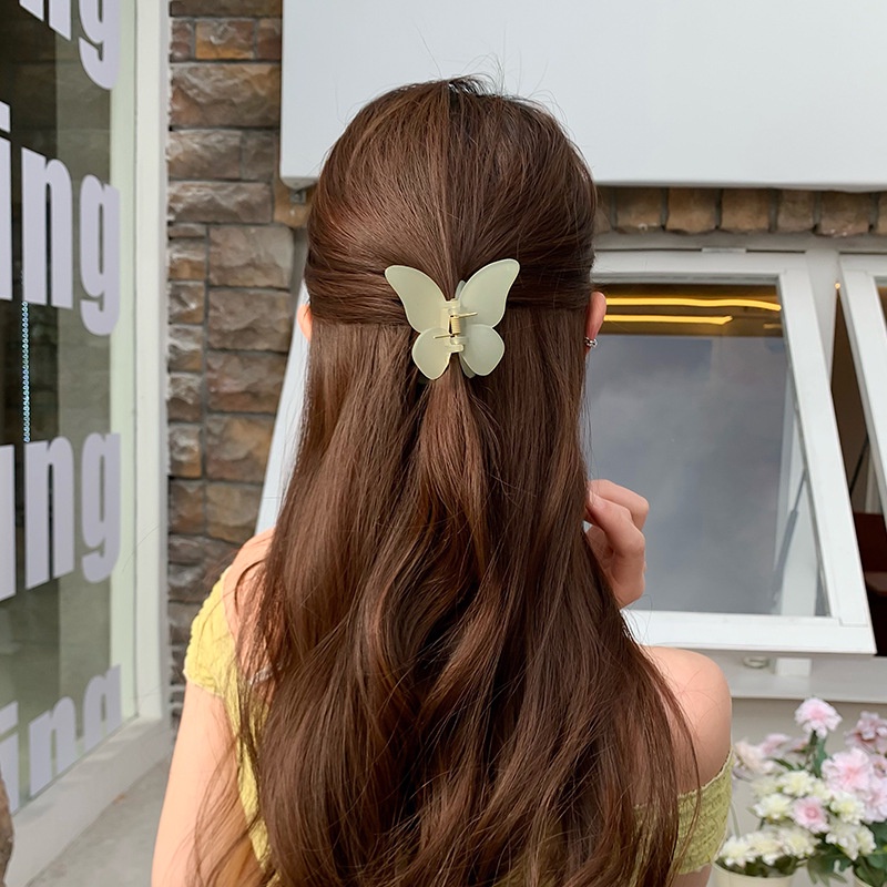 FAIRY BUTTERFLY FROSTED ACRYLIC KOREAN HAIR CLAW JAW CLIPS MINI SMALL JEPIT JEPITAN BADAI JEDAI KLIP RAMBUT KUPU-KUPU KUPU KUPU KECIL KOREA WANITA WOMEN THICK HAIR ACCESSORIES CLUTCHER CLIP ACRYLIC SOLID COLOR MEDIUM FROSTED HARICLIP