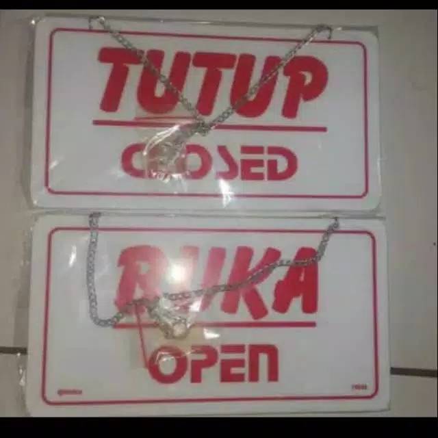 

Sign board acrylic open close putih, sign label acrylic buka tutup