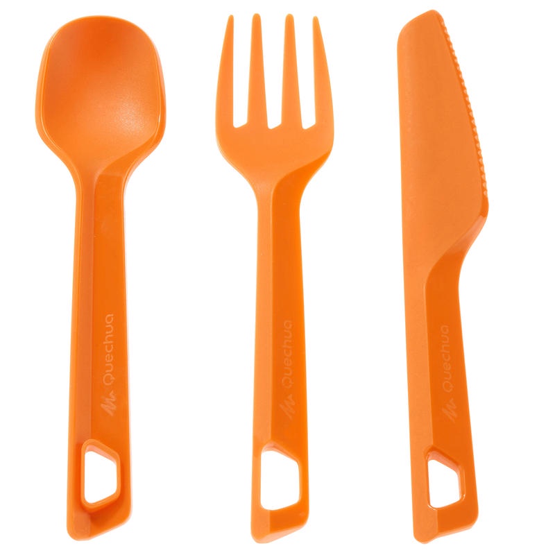QUECHUA Isi 3 Set Alat Makan Camping Hiking Bahan Plastik