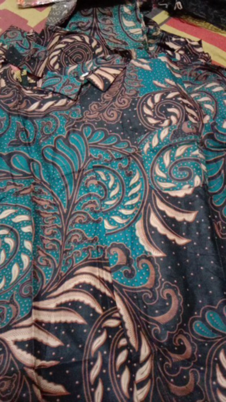 Maura Couple - Sania Ruffle Batik Couple Puser Hijau Ori Bbc