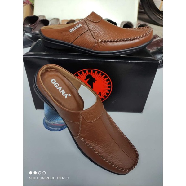 Sepatu Selop Bustong Kulit Pria Big Size 44-46 OG 01 ( Produksi Sendiri )