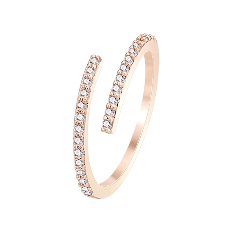 Cincin Lapis Rose Gold Dengan Kubik Zirkonia Putih Untuk Wanita