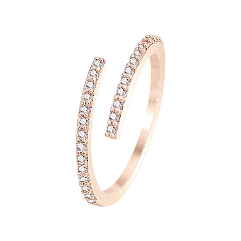 Cincin Nikah / Tunangan Hias Kristal Kubik Zirconia Warna Putih / Rose Gold untuk Wanita