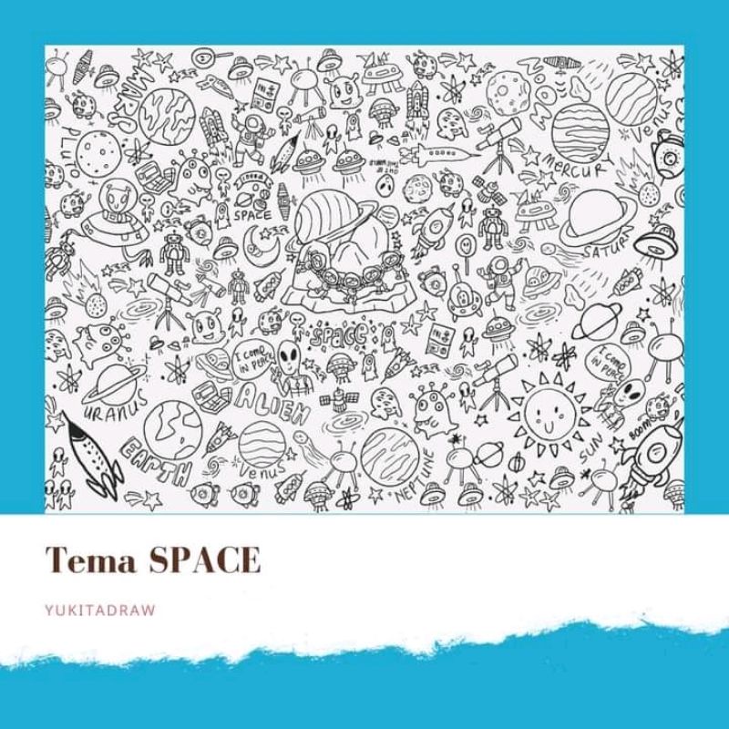 Poster mewarnai jumbo tema space