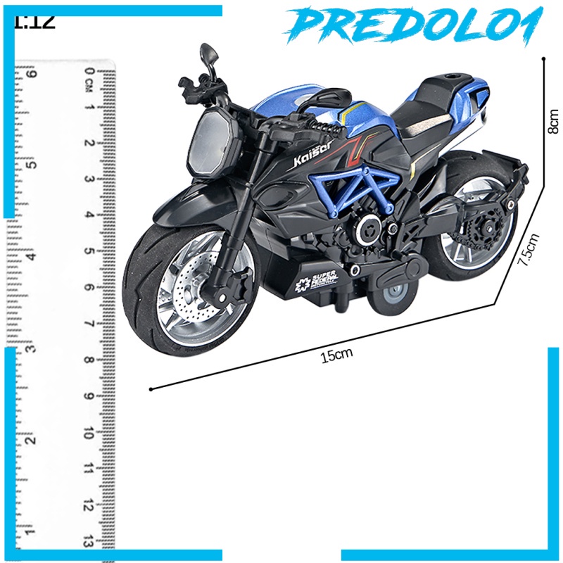 [PREDOLO1] Metal Diecast 1/12 Sport Motorcycle Model Pull Back Motorbike with Music Light for Boys Collection