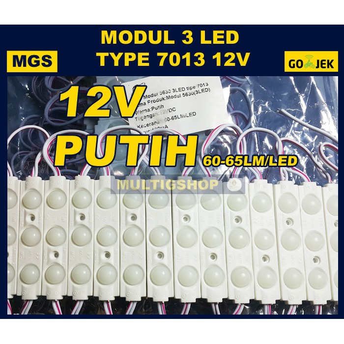 100Pcs Modul 3 LED 7013 12V - Warm white