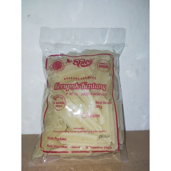 

Kerupuk Kentang Sepsial Stick Mentah Mr. Spicy Kemasan 200 Gram