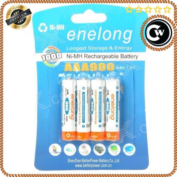 Battery Cas Ulang Rechargeable Enelong Baterai Cas Ni-Mh AAA 900mAh 4PCS Bisa Diisi Ulang