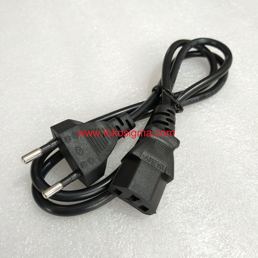 Kabel Power Cord Adaptor EU 2 kaki Gepeng to C13 2x0.5mm max 250V 3A