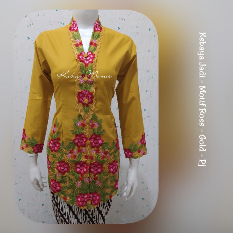 Kebaya Encim. Kebaya Rose. Kebaya Encim Murah. Kebaya Modern. Kebaya Bordir. Kebaya Jadi-Gold Rose Pj