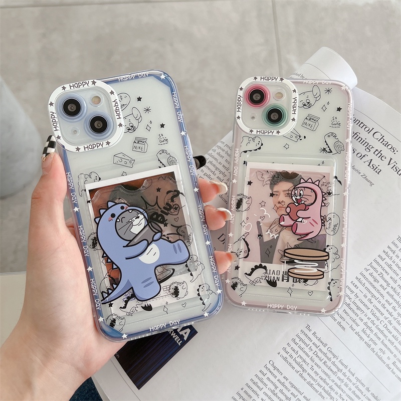 Soft Case Transparan Motif Dinosaurus / Kucing / Tikus Cover iPhone 11 12 Pro MAX X XR XS MAX 7 8 Plus