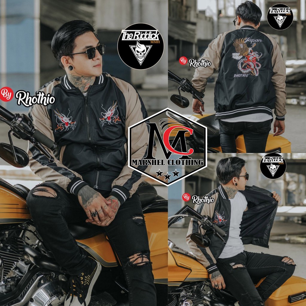 RCL - JAKET SUKAJAN TASLAN BORDIR DRAGON JEPANG PREMIUM JAKET SUKAJAN 2021 TERBARU JAKET BOMBER PRIA KEREN