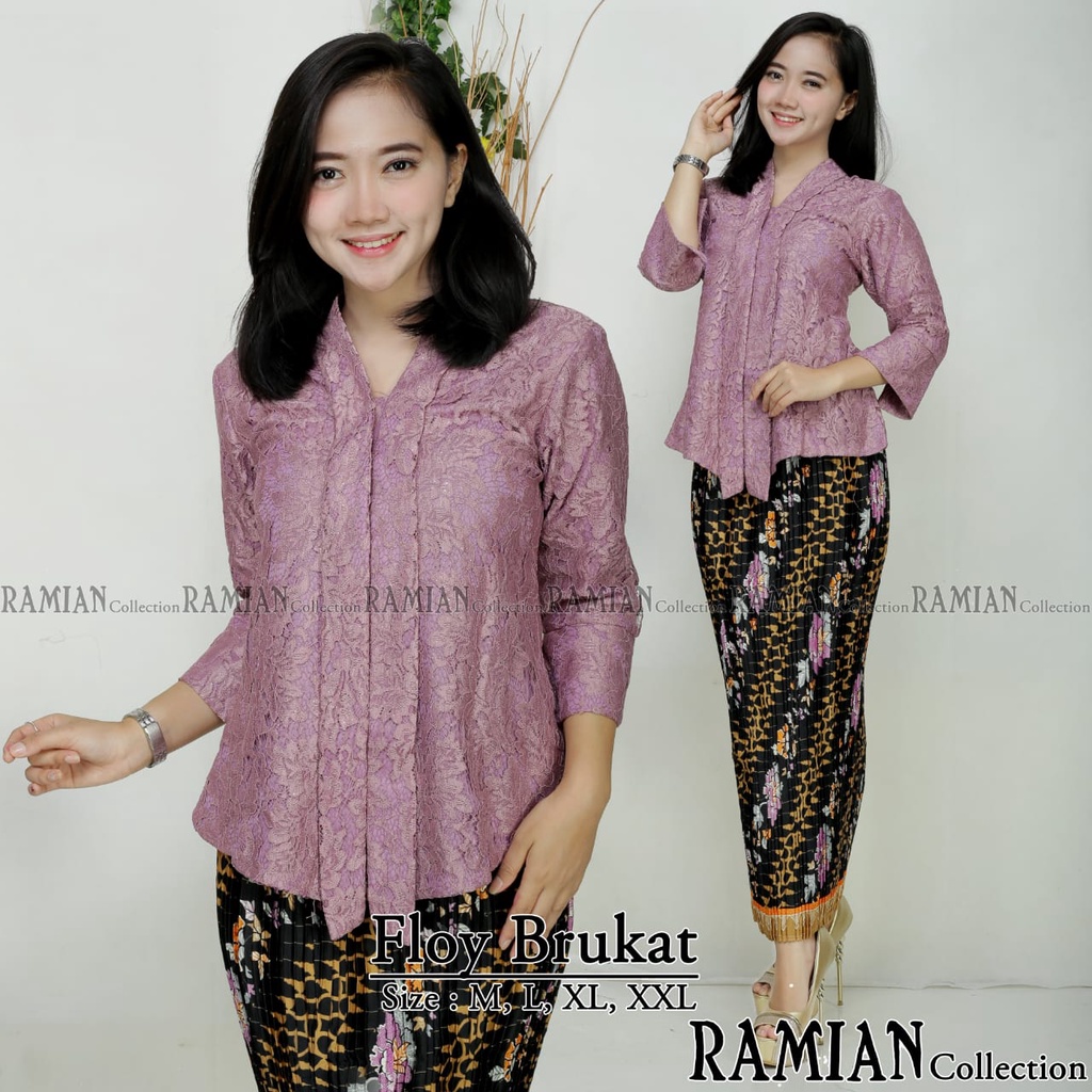 SETELAN KEBAYA BRUKAT / SET KEBAYA FLOY BRUKAT MODERN / KEBAYA KUTUBARU BROKAT LAVENDER