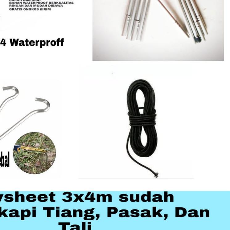 ➫ [] FLYSHEET 3X4 3X3 2X3M SUDAH DILENGKAPI TIANG FLYSHEET-PASAK-TALI ☼