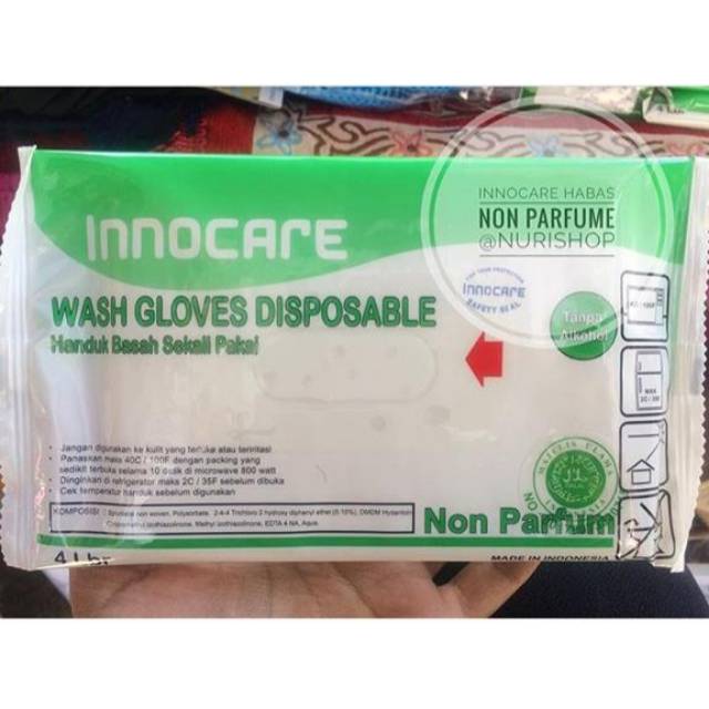 Innocare Wash Golves Disposable Sekali Pakai / Handuk Basah / Waslap
