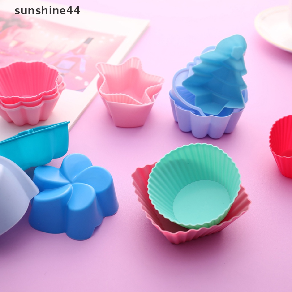 Sunshine 6pcs Cetakan Cupcake / Muffin Bahan Silikon Anti Lengket Tahan Panas