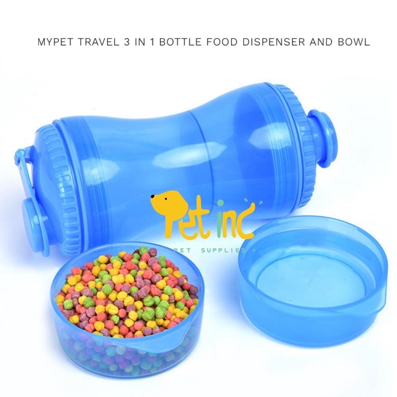 Mypet travel 3 in 1 bottle food dispenser and bowl