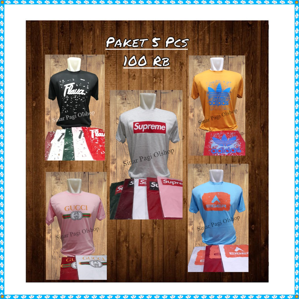 Paket 5 pcs Kaos pria dewasa Distro Harian / kaos pria / grosir kaos / kaos distro bandung