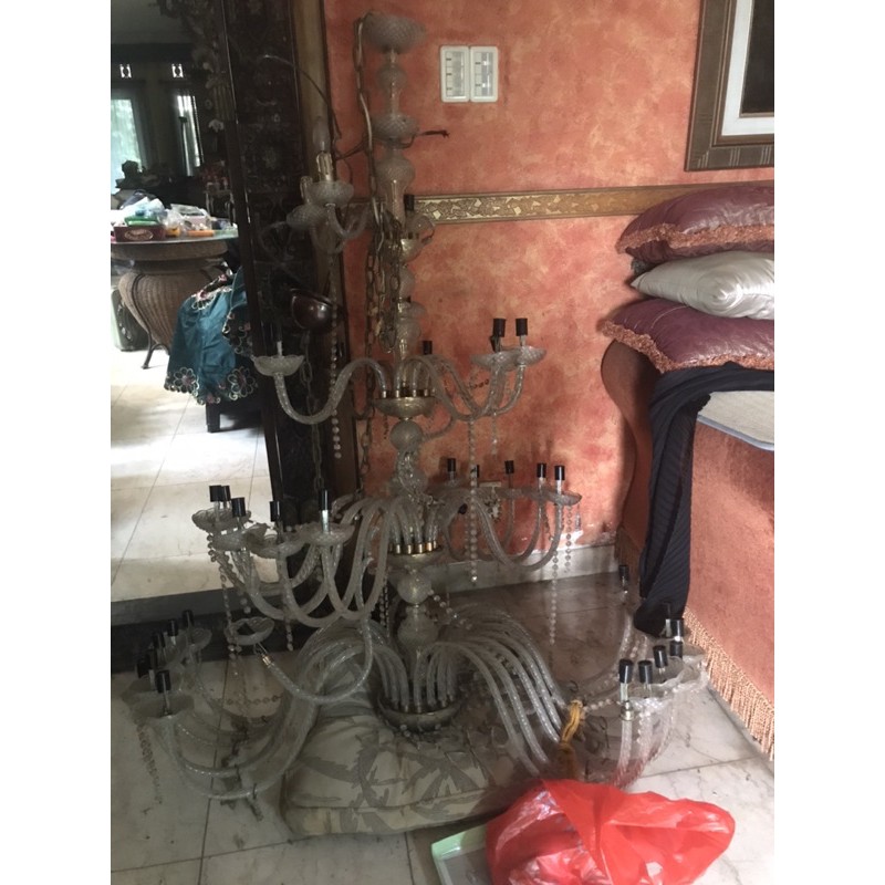 chandelier kristal lilin lampu gantung