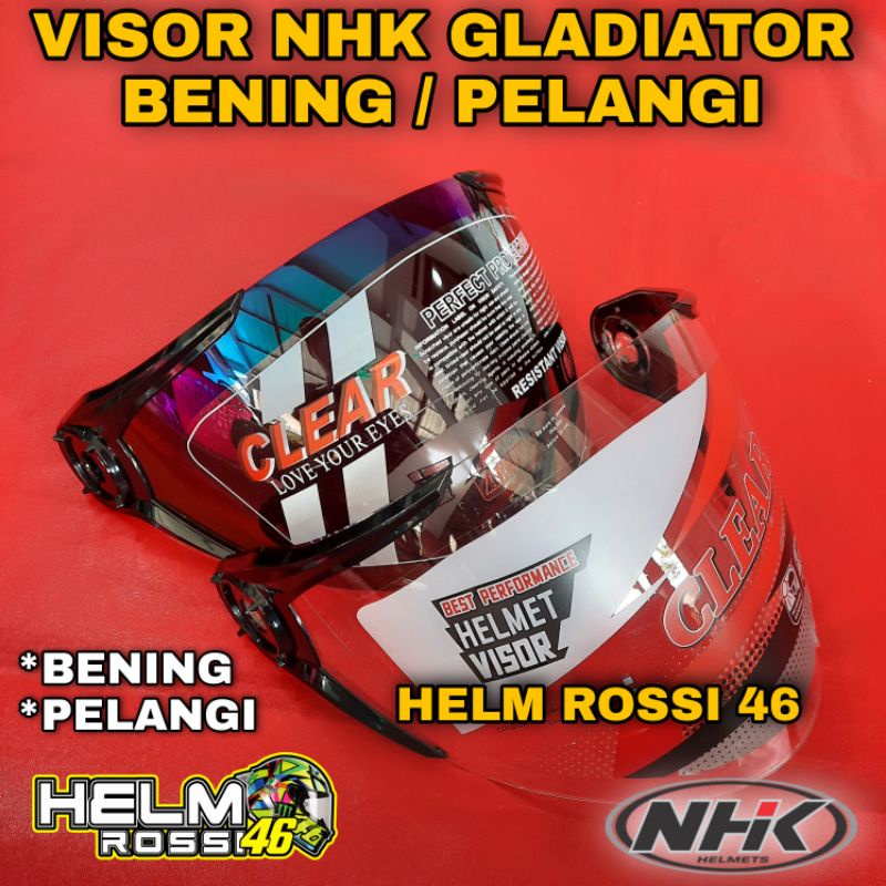 Visor NHK GLADIATOR REVENTOR Clear Bening Rainbow Pelangi merk CLEAR Anti Pecah Anti Silau Helm NHK GLADIATOR