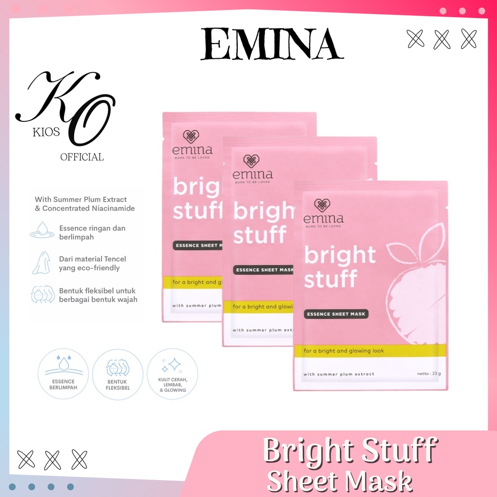 Emina Bright Stuff Essence Sheet Mask 23g | Masker Wajah