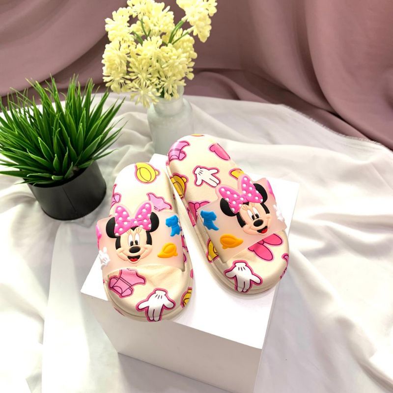 Sandal Selop Anak Disney Minnie Mouse Import / Sandal Selop Anak Perempuan Lentur 1314