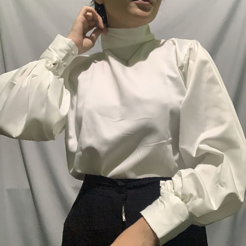 SILKY SATIN BLOUSE/ PUFFY BLOUSE/ SATIN SHIRT/ SATIN TOP/SATEEN BLOUSE/ Baju Satin/Atasan Satin/Blou