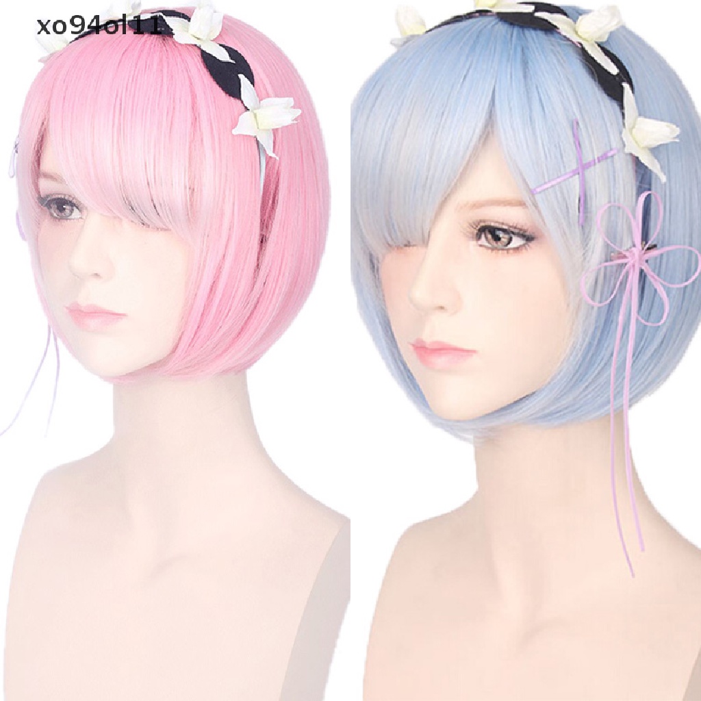 Wig / Rambut Palsu Hajimeru Isekai Seikatsu Rem Ram Twins Warna Biru + Pink Untuk Cosplay