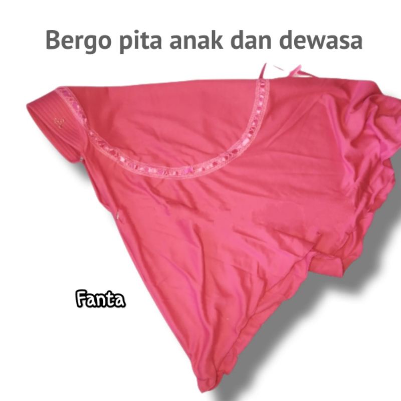 hijab kerudung jilbab instan bergo anak sekolah sd smp sma dewasa serut pita atas warna pink fanta