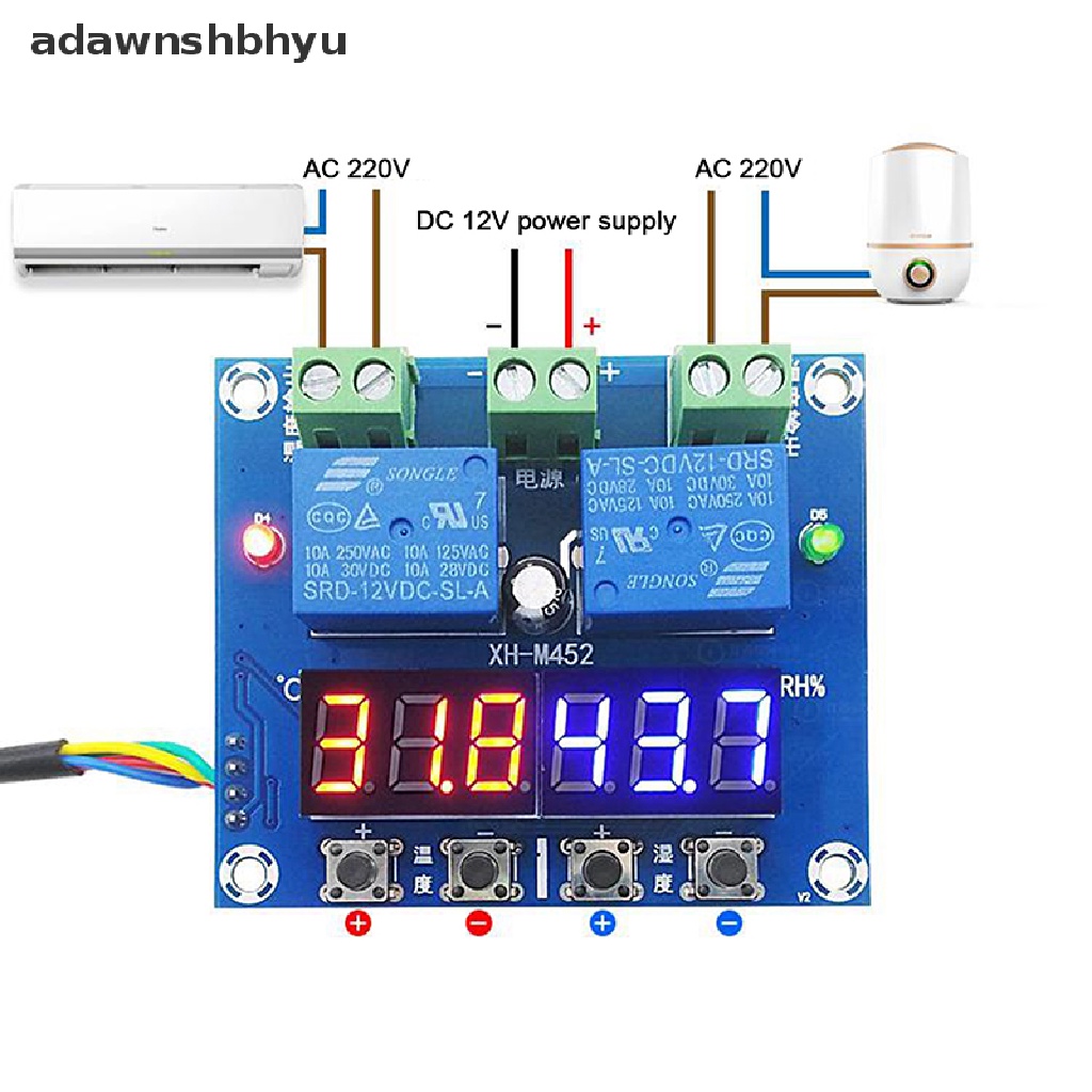 Adawnshbhyu XH-M452 Humiture LED Digital Thermostat Humidistat DC 12V Controller Regulator