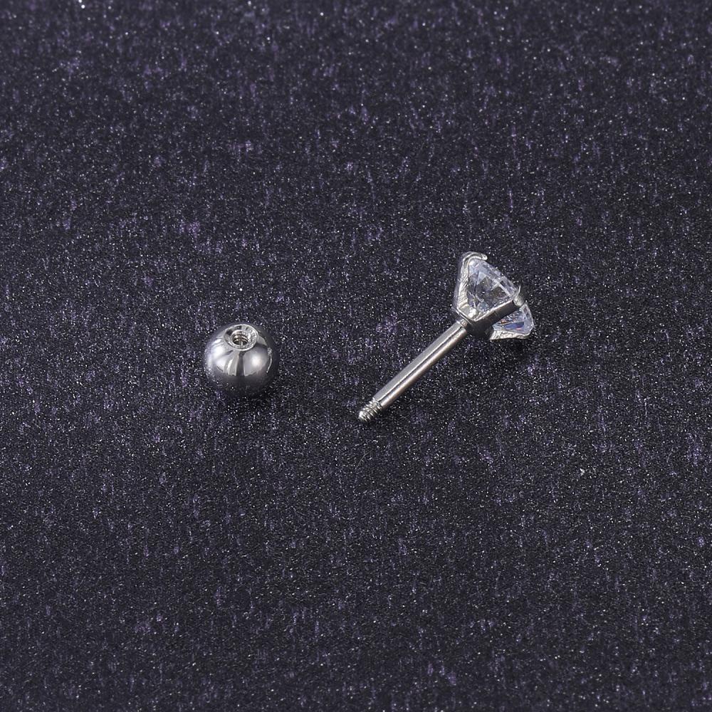 1 PC Anting Stud Desain Hati Bintang Bola Kristal Bahan Stainless Steel