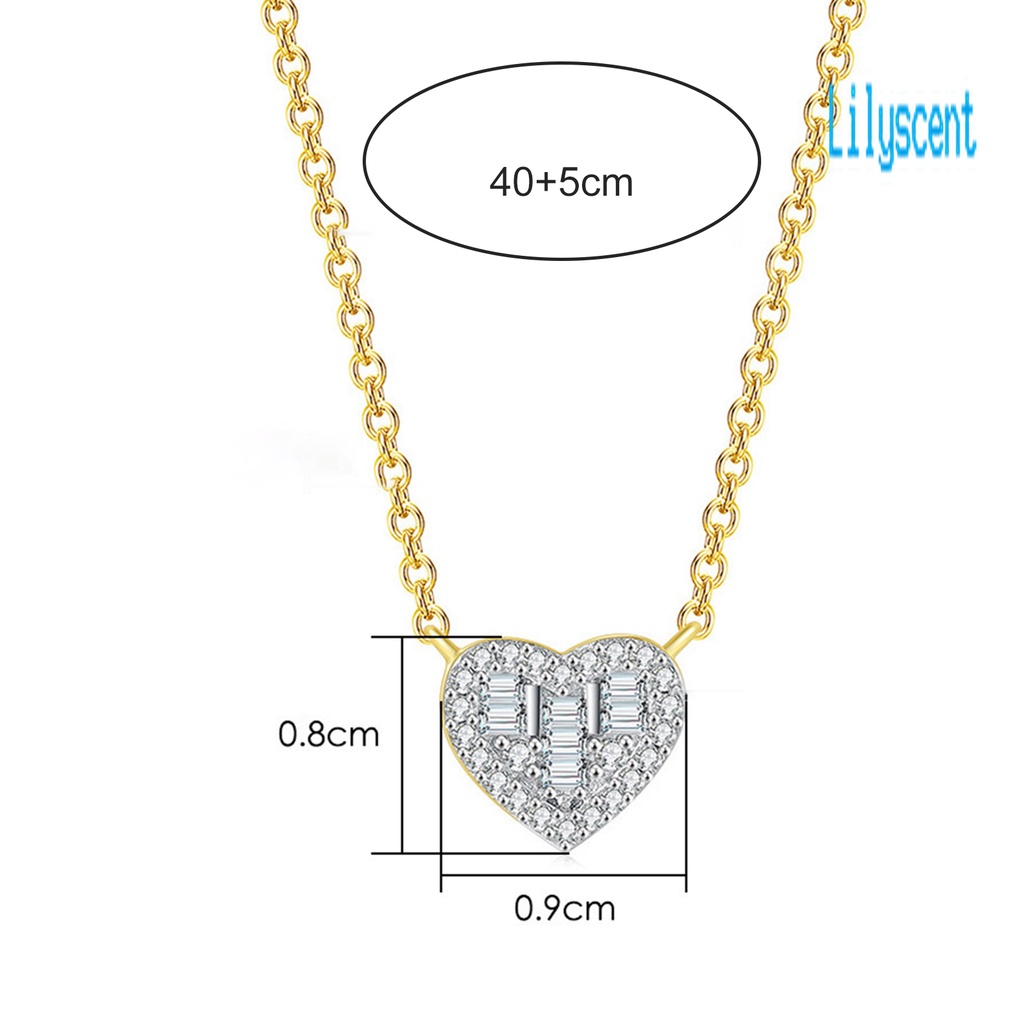 Kalung Rantai Liontin Hati Bahan Cubic Zirconia Untuk Wanita
