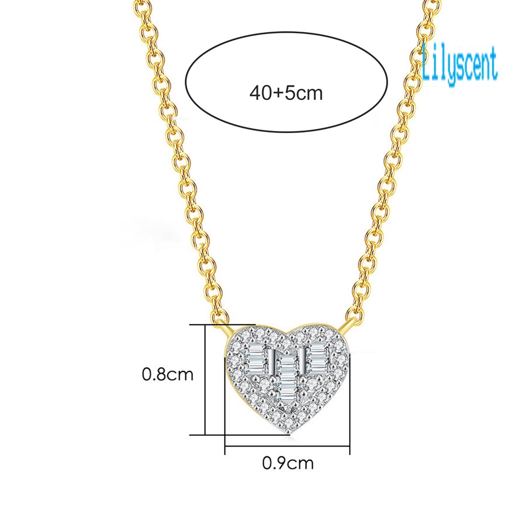 Kalung Rantai Liontin Hati Bahan Cubic Zirconia Untuk Wanita