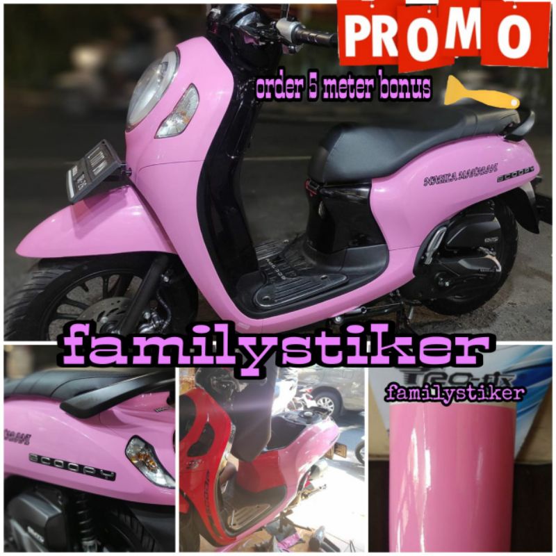 Sekotlet Sticker Motor Warna Pink Muda Glosy/Doff Skotlite Sticker Pink Motor / mobil Otomotif