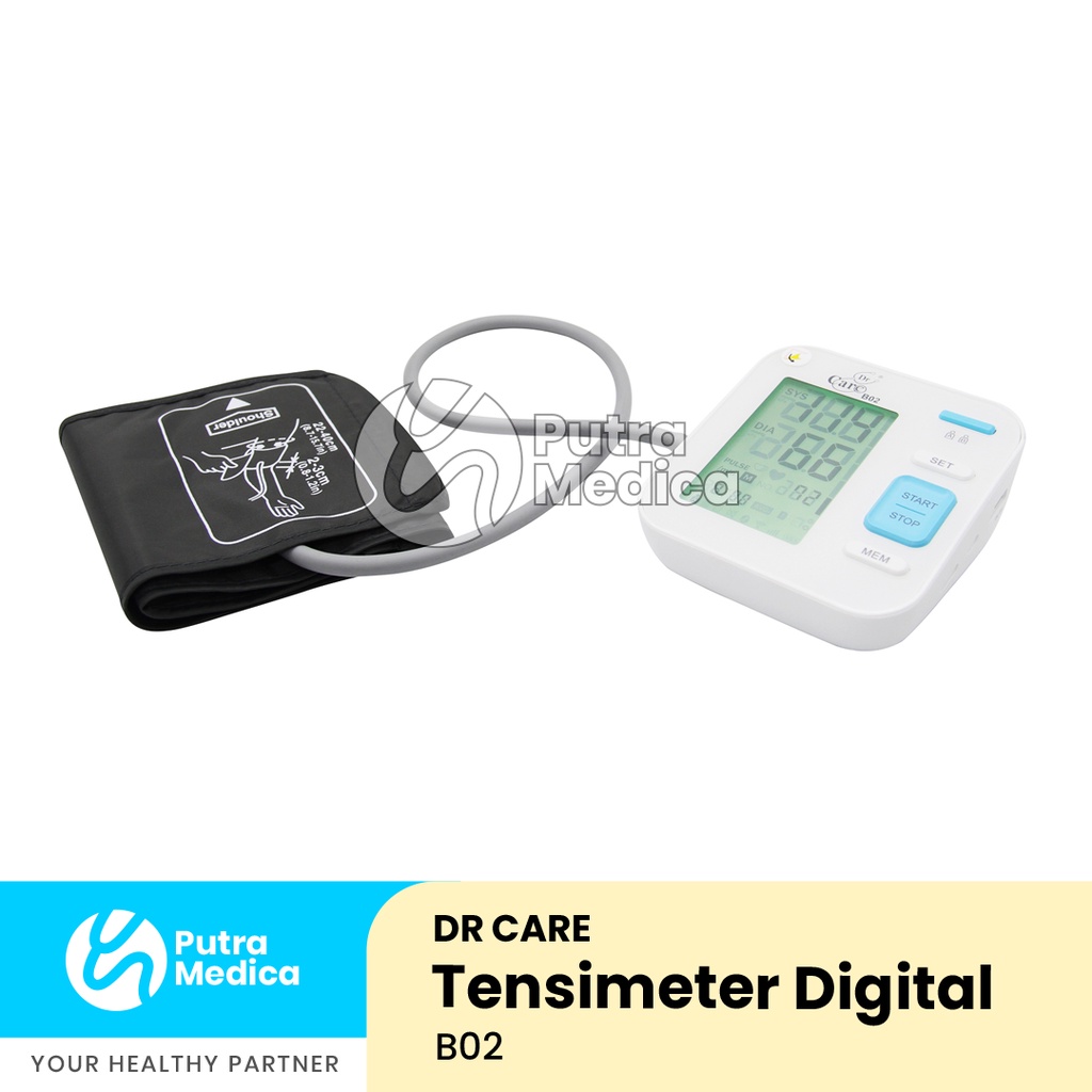 Dr Care Tensimeter Digital B02 + AC Adaptor / Alat Ukur Tekanan Darah Elektrik