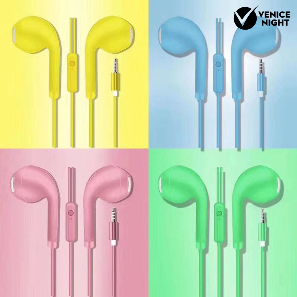 (VNEP) (Berkabel) U19 Macaron Headset Earphone Musik Stereo Universal 1.2m Dengan Mic