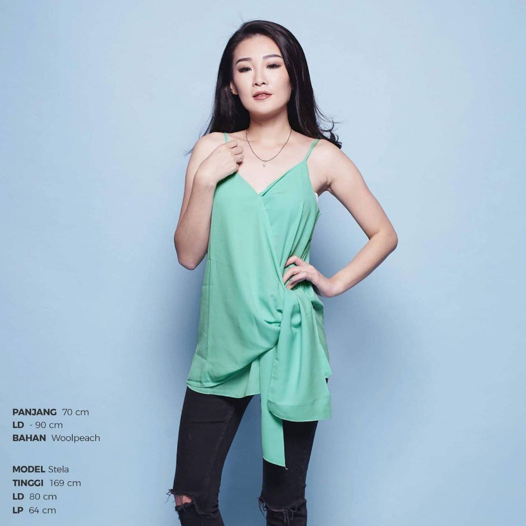 Baju Atasan Wanita Tank Top Warna Tosca Bahan Polyester Terbaru 2021 Viral Tiktok