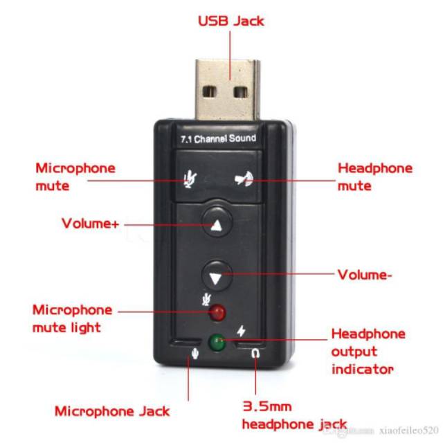 USB virtual 7.1 channel sound adapter USB Soundcard