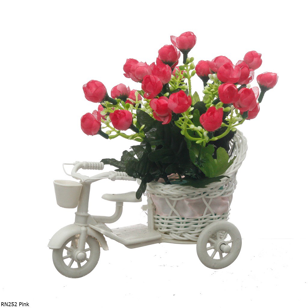 Bunga Plastik Ranunculus Pot Sepeda RN25-Pink