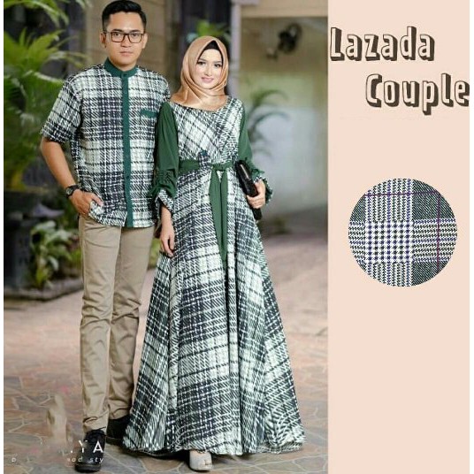 baju couple wanita gamis maxi 2in1